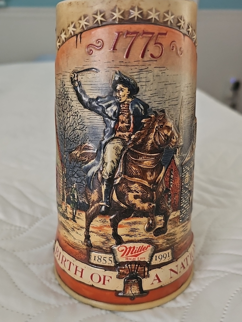 1775 Commemorative Ceramic Stein in Brown and Cream